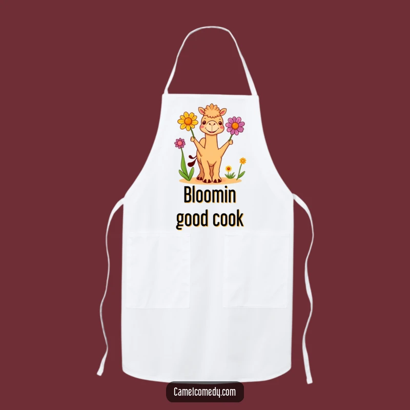 Funny Cute Camel Juggling Flowers Apron - Whimsical Kitchen Fun Gift
