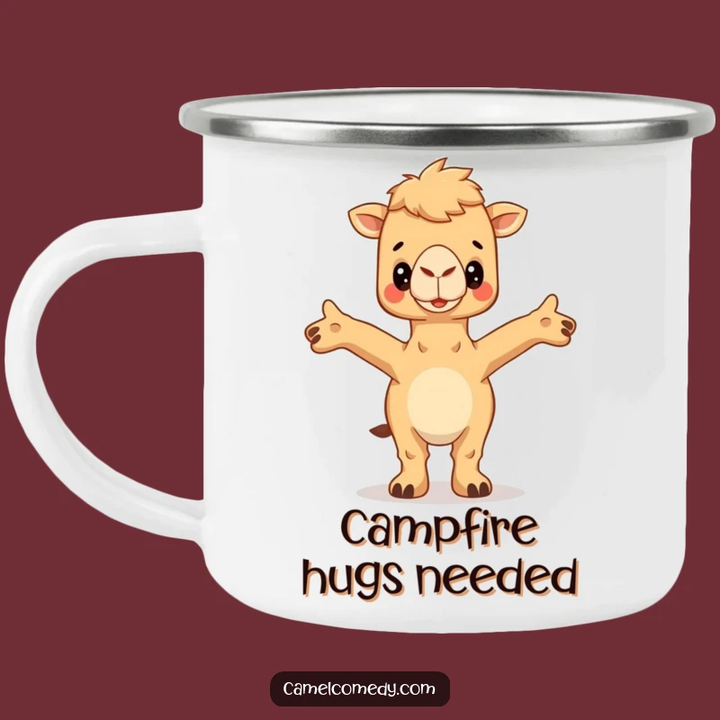 Funny Hugging Camel Camping Mug - Enamel Embrace Cup, Great Outdoor Humor Gift