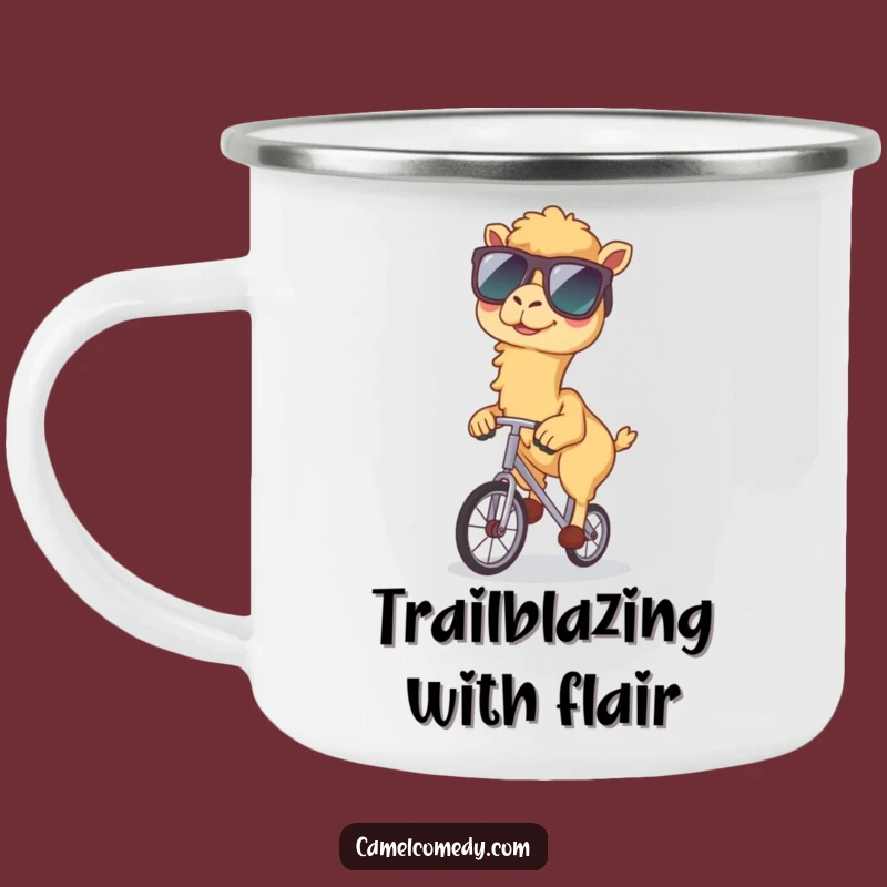 Funny Kawaii Camel Unicycle Camp Mug - Hilarious Camel Adventure Gift