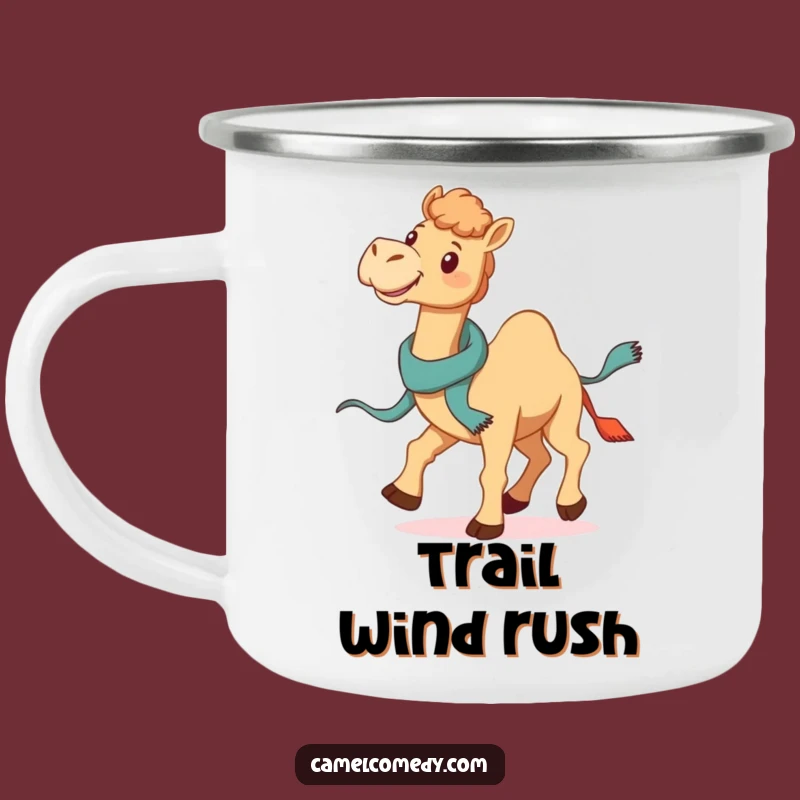 Funny Galloping Camel Camping Mug - Jaunty Scarf Adventure, Hilarious Brews