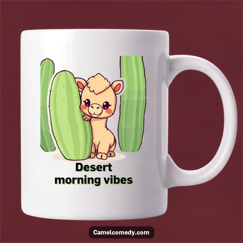 Funny Kawaii Camel Cactus Mug: Cute Desert Peek, Perfect Funny Gift for Animal Lovers