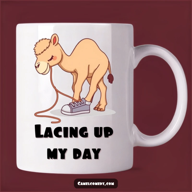 Funny Camel Shoelace Mug: Hilarious Animal Art, Quirky Gift Idea