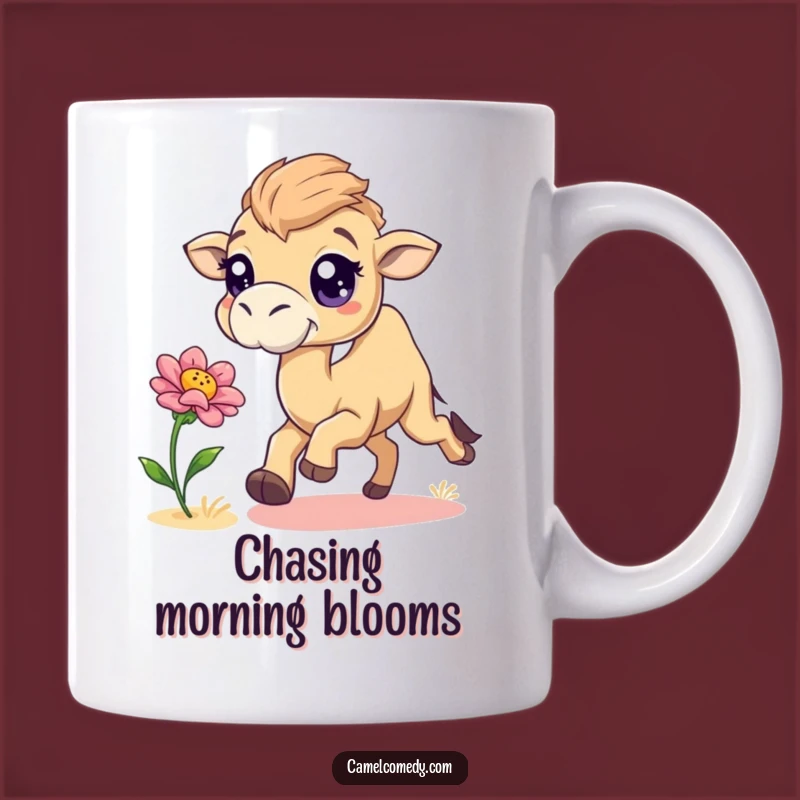 Funny Chasing Camel Mug - Playful Camel Flower Chase Gift for Joy