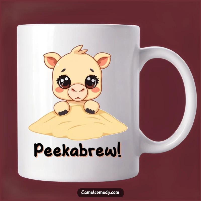 Funny Kawaii Camel Peeking Mug - Adorable Big Eyes Desert Surprise Gift