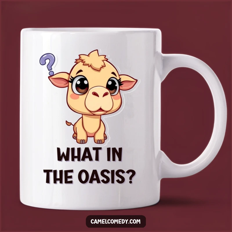 Funny Surprised Camel Question Mark Mug - Humorous Mystery Gift for Camel Lovers