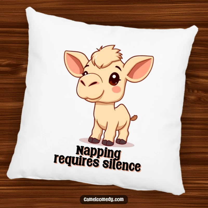Funny Kawaii Camel Pillow with a cute camel listening inquisitively, a humorous and comfortable decorative item.
