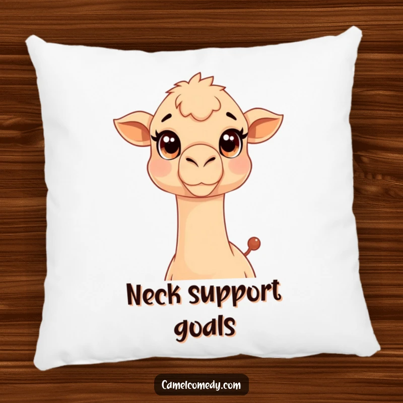 Funny Kawaii Camel Pillow with a cute camel stretching its long neck, a humorous and comfortable decorative item.