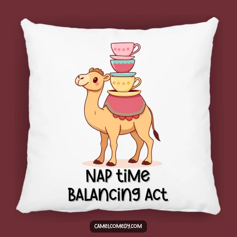 Funny Kawaii Camel Teacup Comfort Pillow - Hilarious Camel Accent Gift