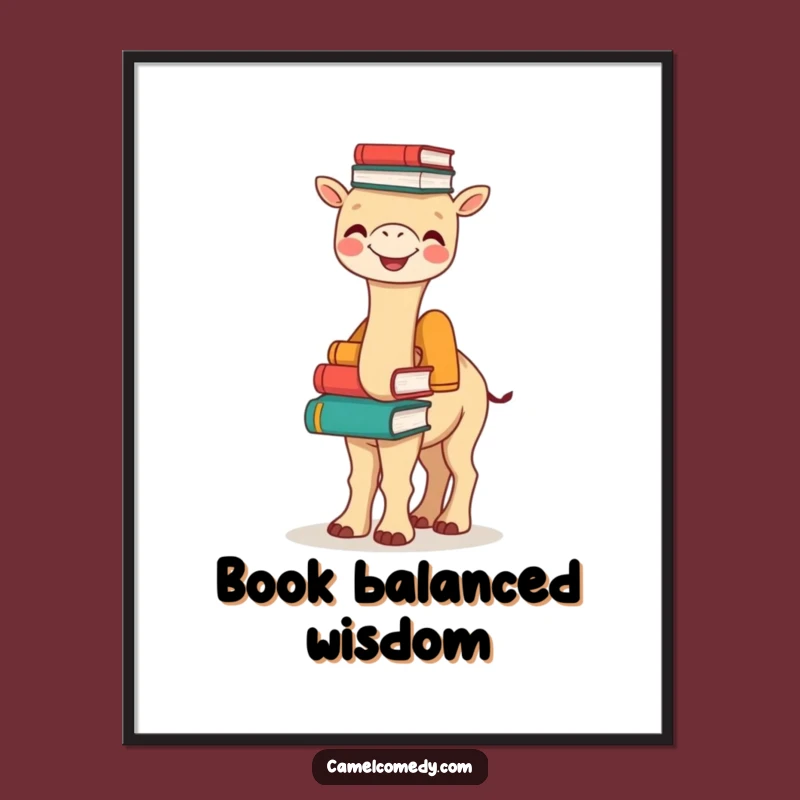 Funny Bookish Camel Digital Art - Joyful Hump Stack, Hilarious Decor