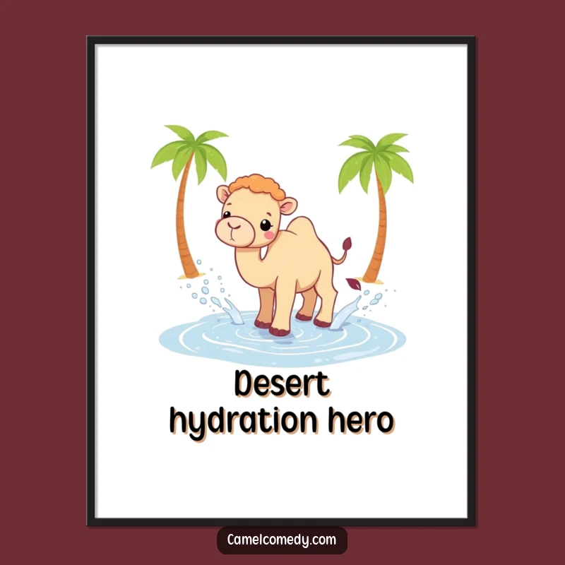 Funny Kawaii Camel Digital Art - Oasis Splash Fun, Instant Funny Gift!