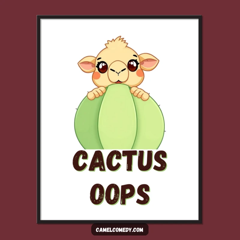 Funny Camel Cactus Digital Art Print: Instant Desert Surprise Humor Gift