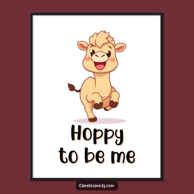 Funny Camel Happy Hop Art Print: Hilarious Joyful Decor, Perfect Digital Gift