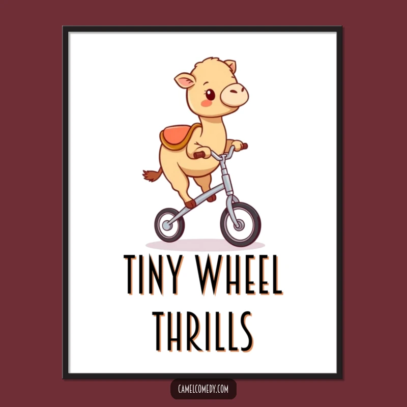 Funny Kawaii Camel Unicycle Digital Art: Instant Whimsical Joy