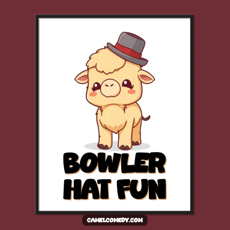 Funny Little Camel Bowler Hat Digital Art - Instant Giggle Decor