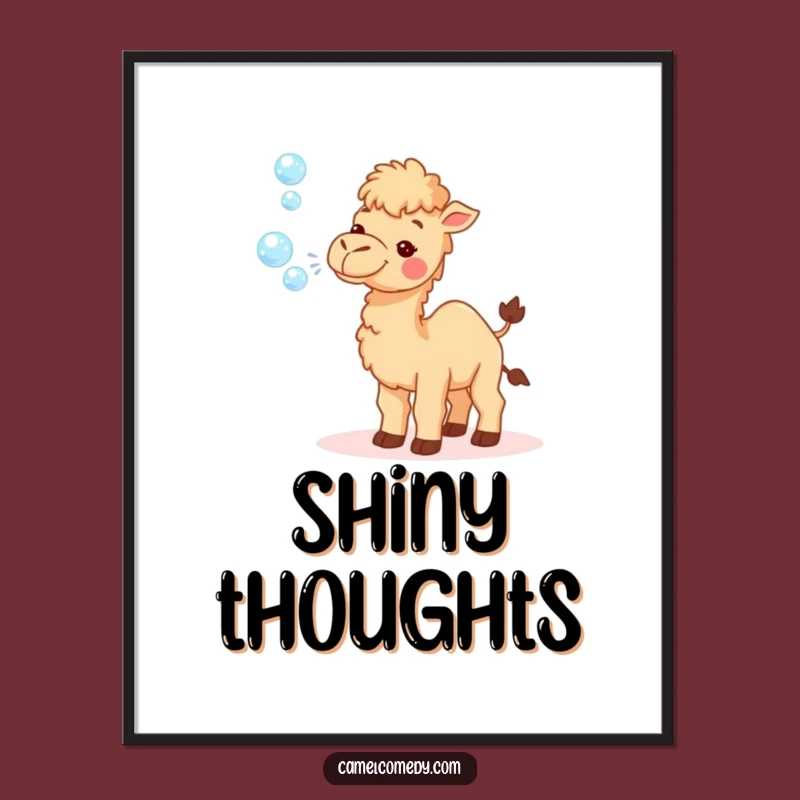 Funny Tiny Camel Digital Art: Bubble Joy Print, Gift