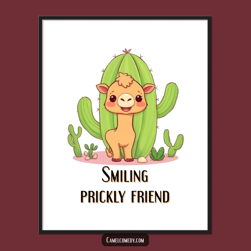 Funny Camel Cactus Digital Art: Curious Desert Peek for Instant Humor