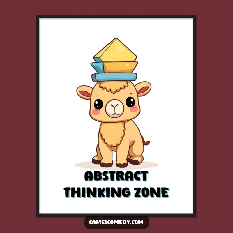 Funny Kawaii Camel Balancing Poster - Geometric Wonders for Your Walls!