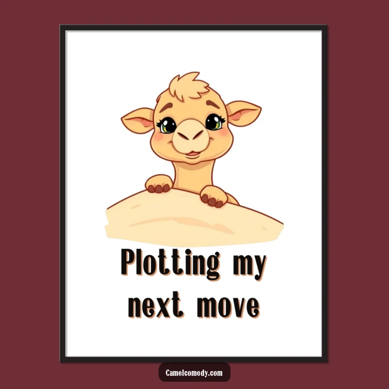 Funny Camel Dune Peek Poster - Hilarious Desert Wall Art Gift