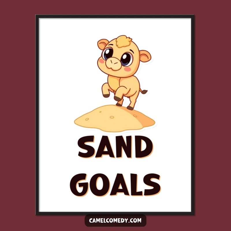 Funny Camel Kicking Dune Poster - Humorous Camel Art for Wall Gifts