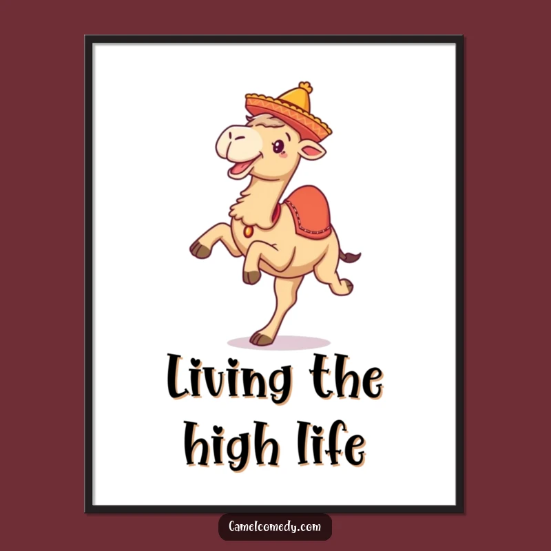 Funny Camel Kicking Legs Poster - Hilarious Desert Fiesta Wall Art Gift