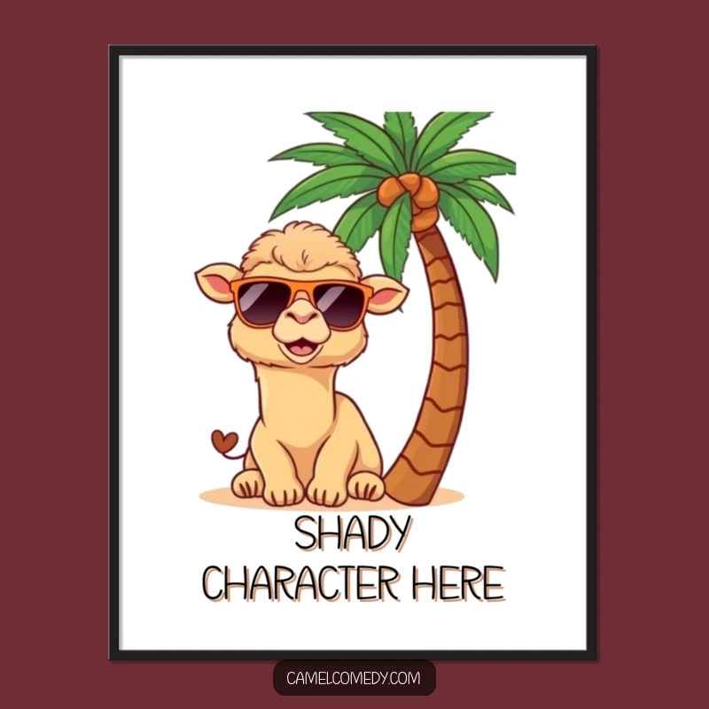 Funny Kawaii Camel Tropical Poster: Add Paradise Laughs to Your Walls