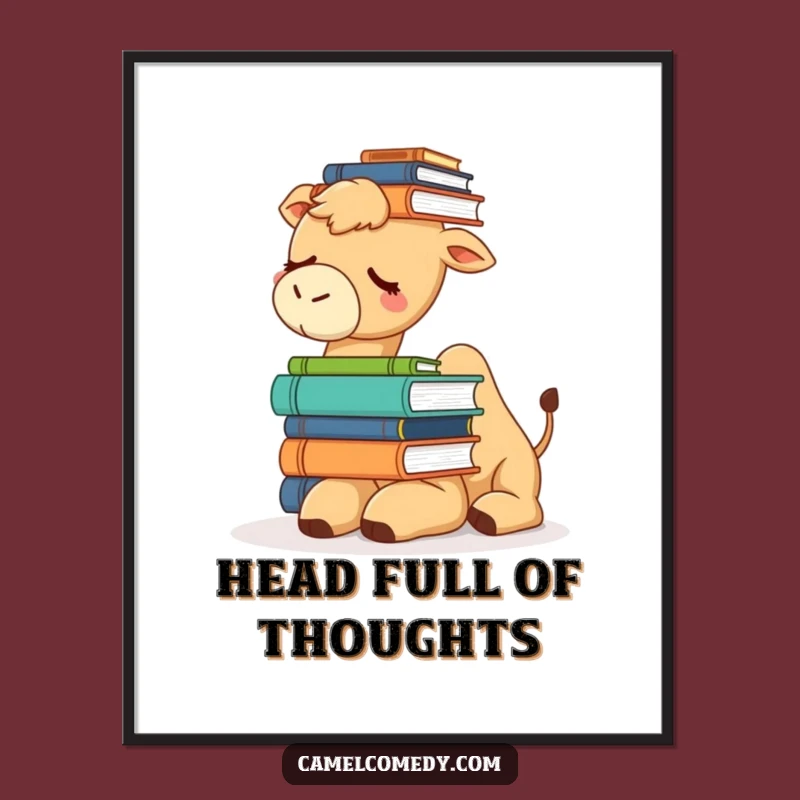 Funny Sleepy Camel Poster - Humorous Bookworm Art, Unique Funny Gift Idea!