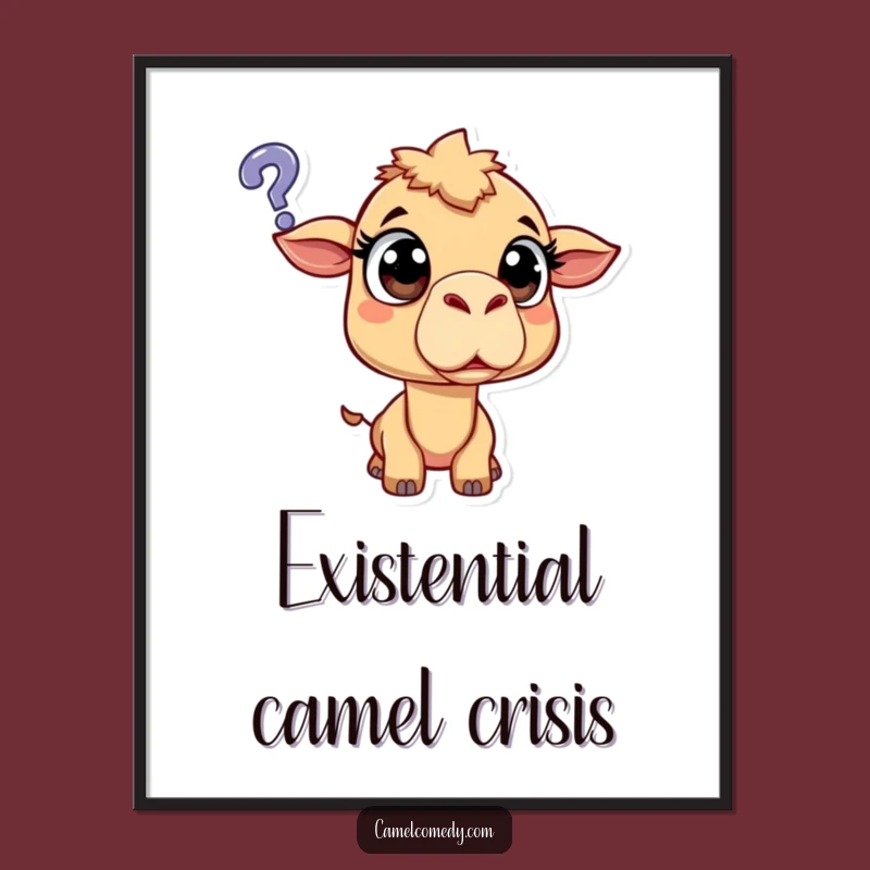 Funny Surprised Camel Poster - Framed Humor for Walls