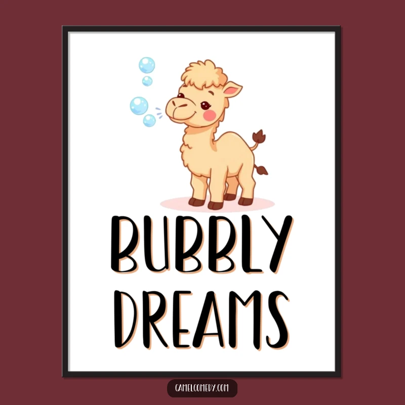 Funny Tiny Camel Poster: Sparkling Bubble Art Print, Gift