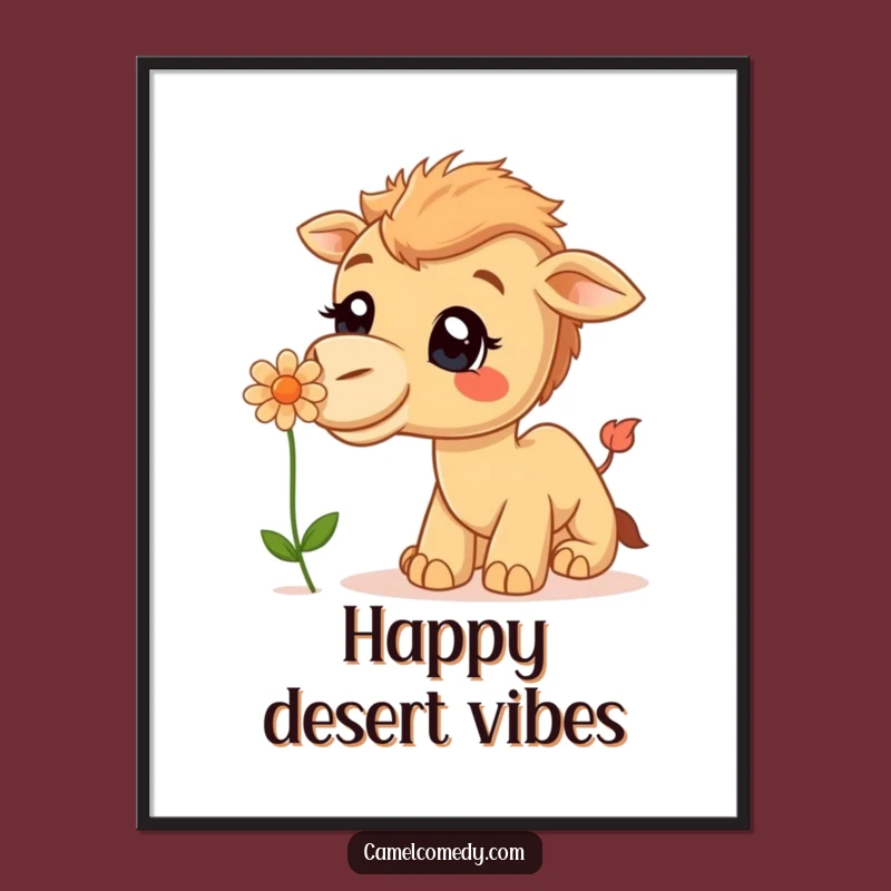 Funny Curious Camel Poster - Desert Bloom Art, Perfect Quirky Gift Decor