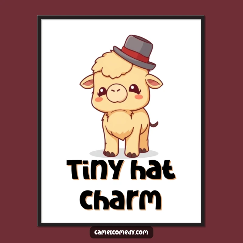Funny Little Camel Bowler Hat Poster - Giggle Art, Dapper Desert Decor