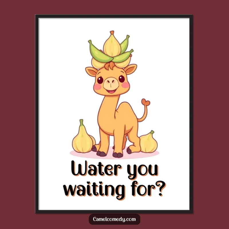 Funny Camel Balancing Art Poster: Hilarious Desert Scene, Perfect Wall Decor Gift