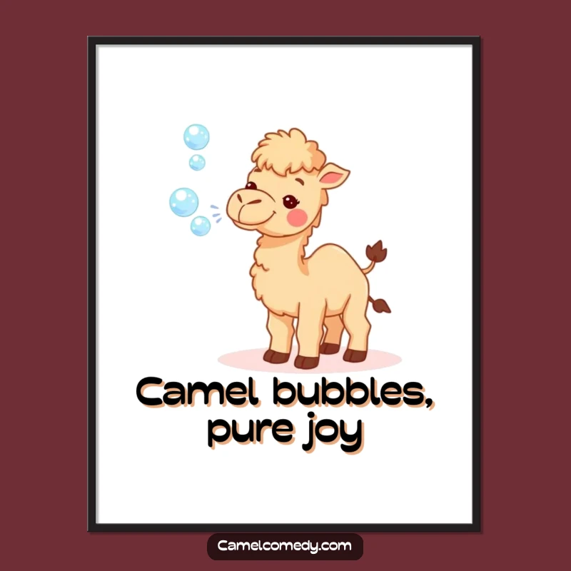 Free Printable Wall Art: Happy Camel Blowing Bubbles - Whimsical Downloadable Decor