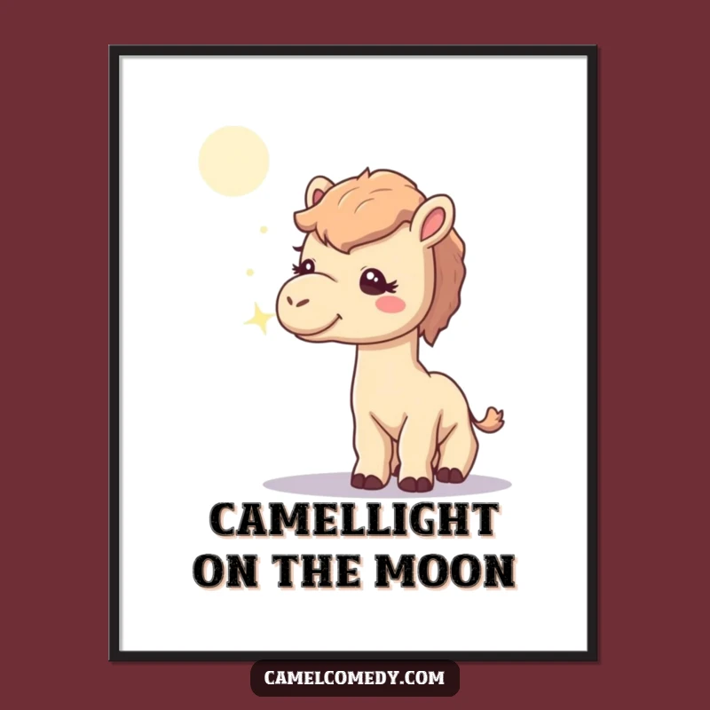 Free Printable Wall Art: Curious Camel Moonbeam - Funny Downloadable Art Decor
