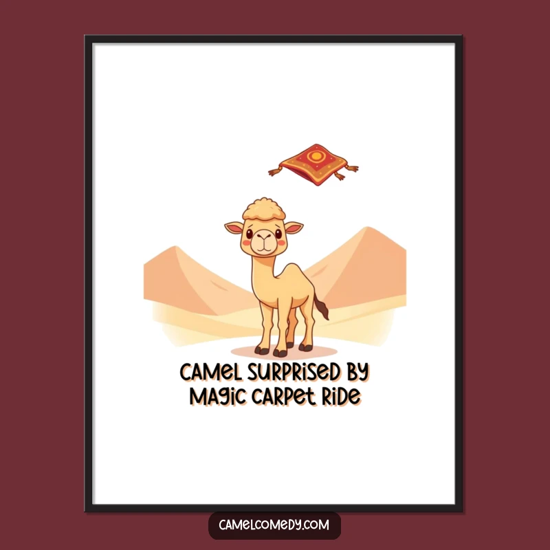 Funny Free Printable Wall Art: Surprised Kawaii Camel - Desert Magic Decor
