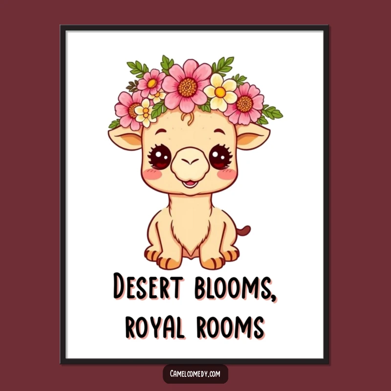 Free Printable Wall Art: Kawaii Camel Crown Bloom Funny Downloadable Decor!