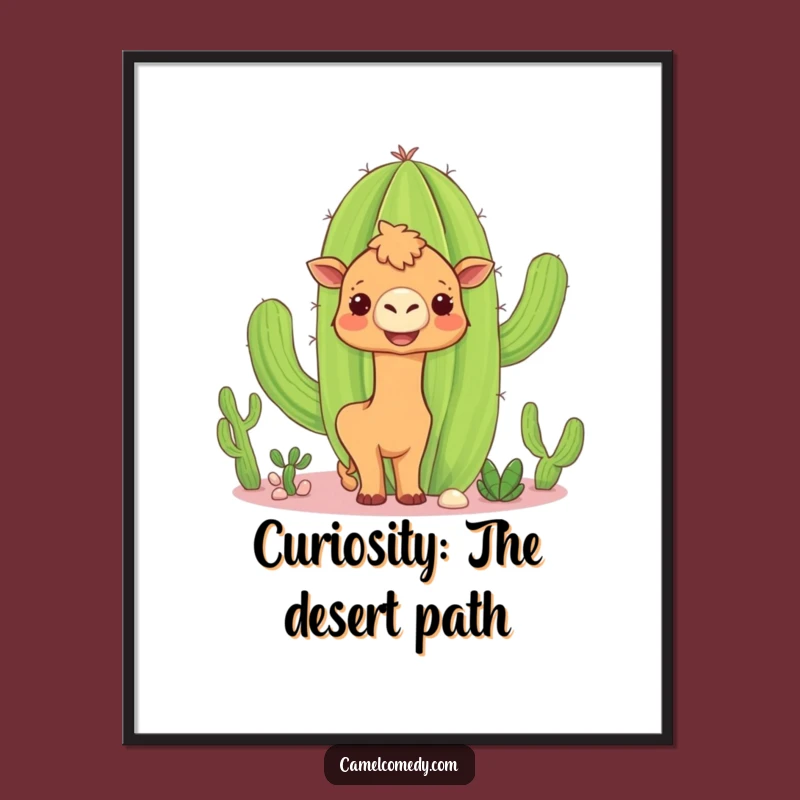 Free Printable Wall Art: Curious Camel Cactus Desert Downloadable Art