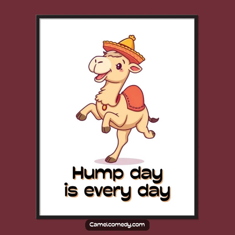 Free Printable Wall Art: Funny Camel Kicking Legs, Humorous Downloadable Decor