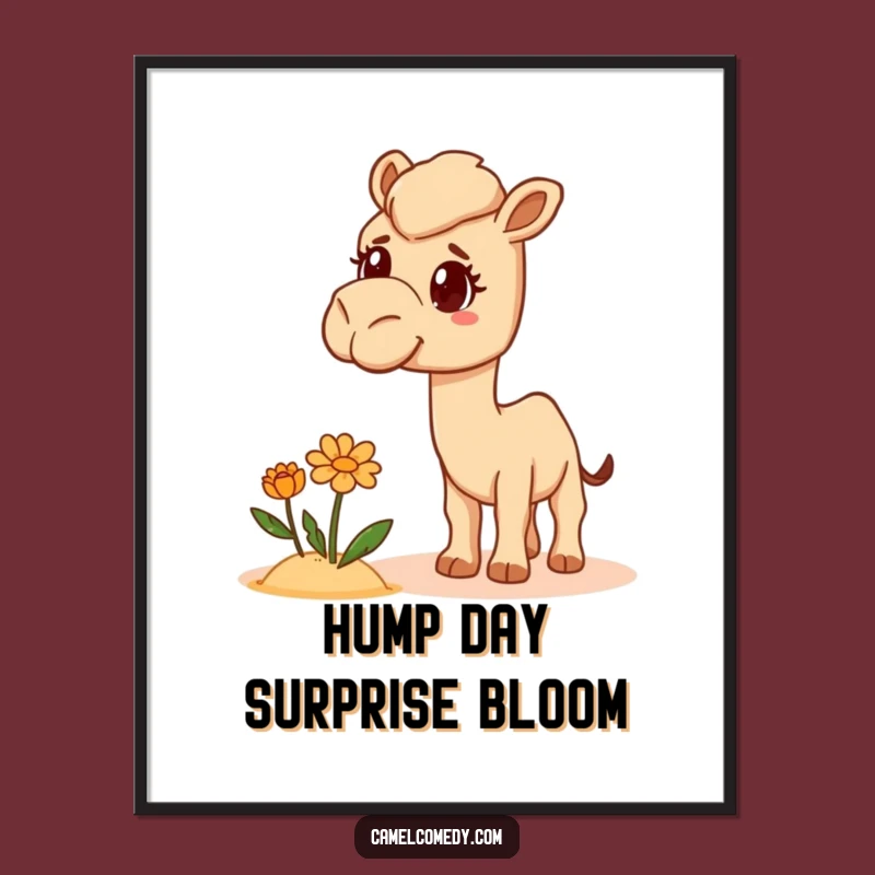 Funny Free Printable Wall Art: Bewildered Camel, Desert Flower Oddity!