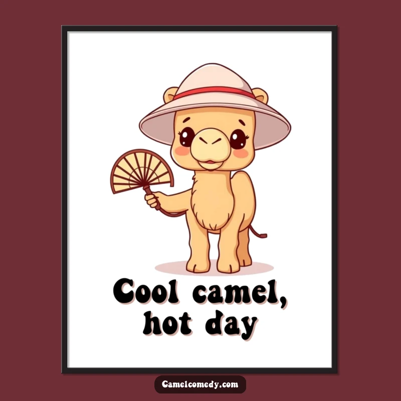 Funny Free Printable Wall Art: Kawaii Camel Hot Day, Humorous Downloadable Decor