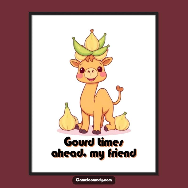 Free Printable Wall Art: Funny Camel Balancing Gourds, Hilarious Downloadable Decor Gift