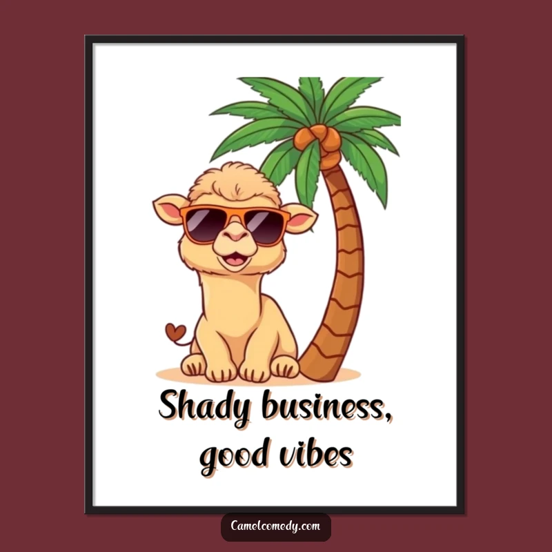 Funny Free Printable Wall Art: Kawaii Camel Sunglasses, Humorous Downloadable Decor