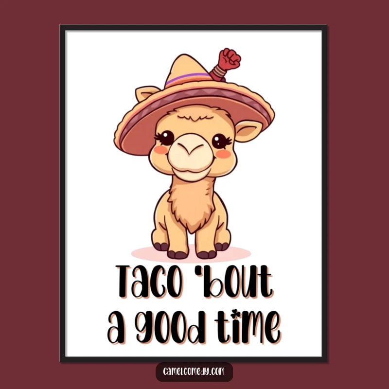 Funny Free Printable Wall Art: Giggling Camel Sombrero, Fiesta Downloadable Decor