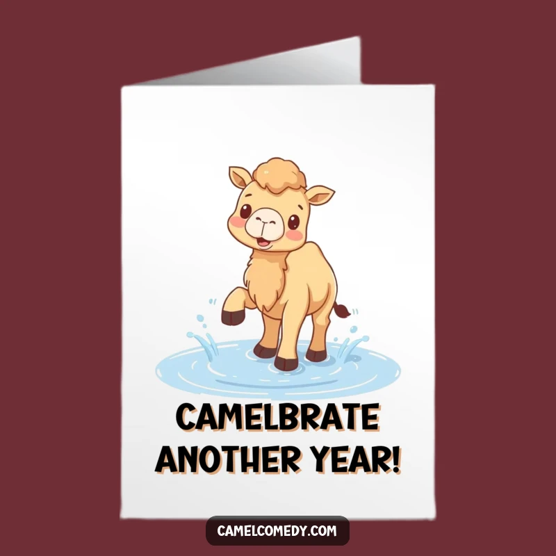 Free Printable Birthday Card: Funny Camel Splashing, Perfect Humorous Downloadable Gift