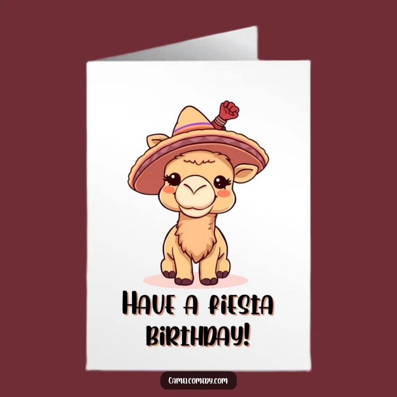 Free Printable Birthday Card: Giggling Camel Sombrero, Fiesta Downloadable Gift