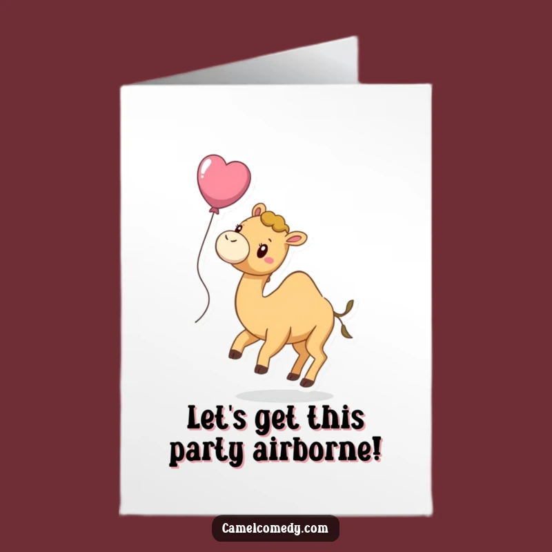 Free Printable Birthday Card: Playful Camel Balloon, Joyful Downloadable Gift