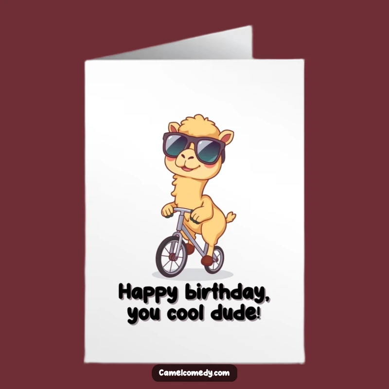 Free Printable Birthday Card: Cool Camel Unicycling, Funny Downloadable Gift