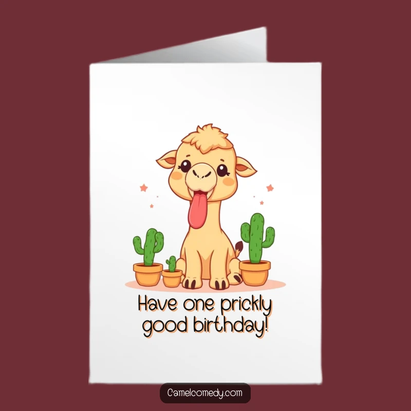 Free Printable Birthday Card: Juggling Camel Tongue Out, Downloadable Fun Gift