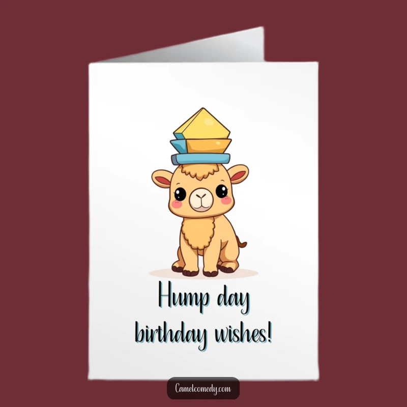 Free Printable Birthday Card: Balancing Camel - Funny Downloadable Gift!