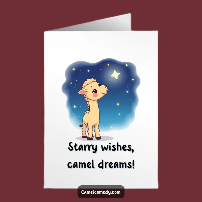 Free Printable Birthday Card: Whimsical Camel Starry Sky - Dreamy Downloadable Gift