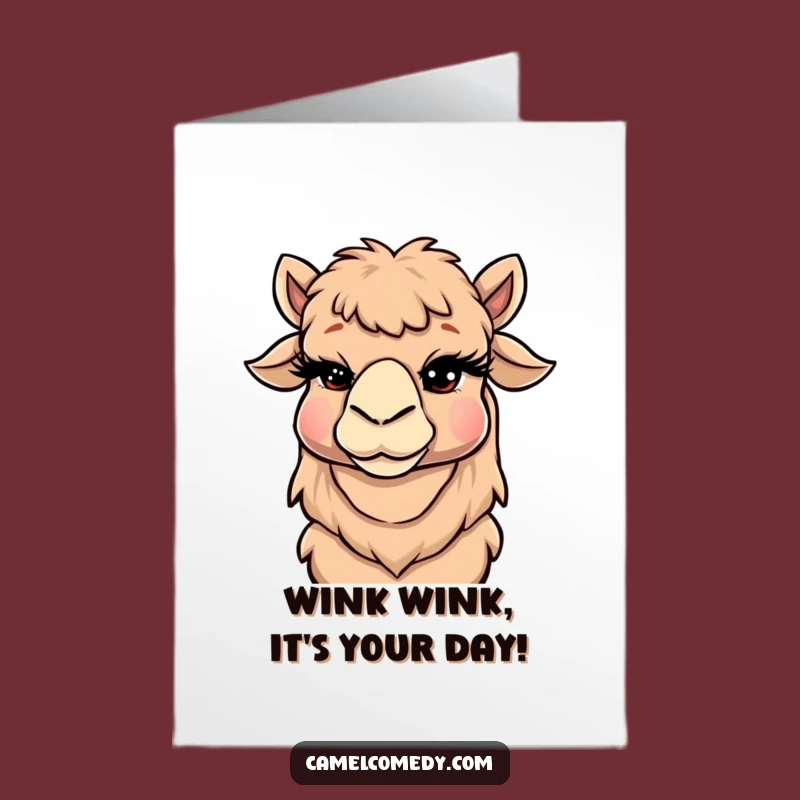 Free Printable Birthday Card: Winking Camel Eyelashes, Cheeky Digital Surprise!